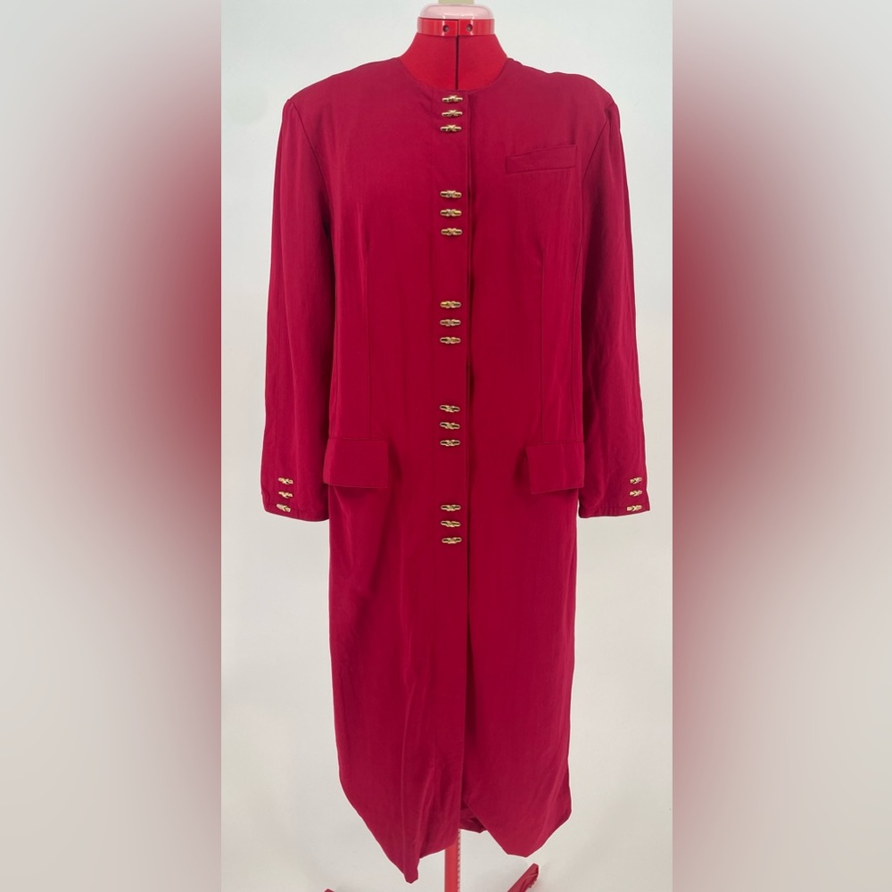 VTG 1980s Cranberry Long Sleeve Wool Shift Midi Dress / Blazer Dress